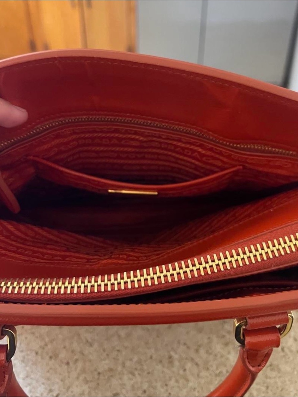 PRICE IS FIRM ! Prada Saffiano Lux Double Handle Satchel - Picture 7 of 16